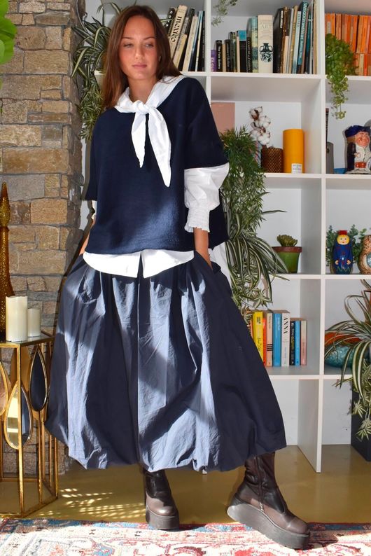 Paloma Tela Bubble Skirt Navy